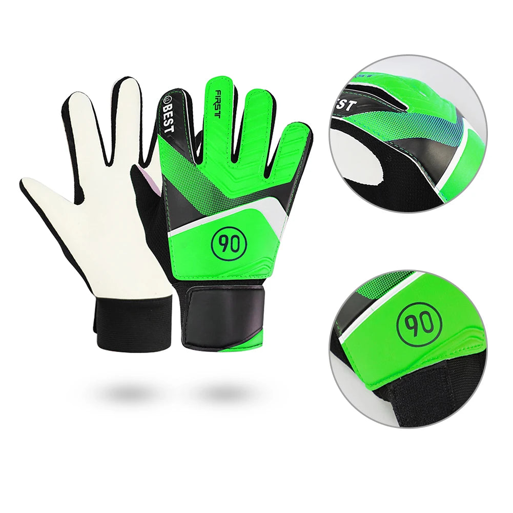 Soccer Gloves Latex Support Football Match Gloves Full Finger Protection Anti-Slip Waterproof Breathable for Kids Adults