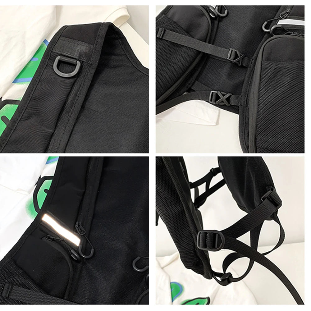 Functional Tactical Vest Phone Holder with Pocket & Extra Storage Backpack Vest Fashion Waistcoat for Cycling Running
