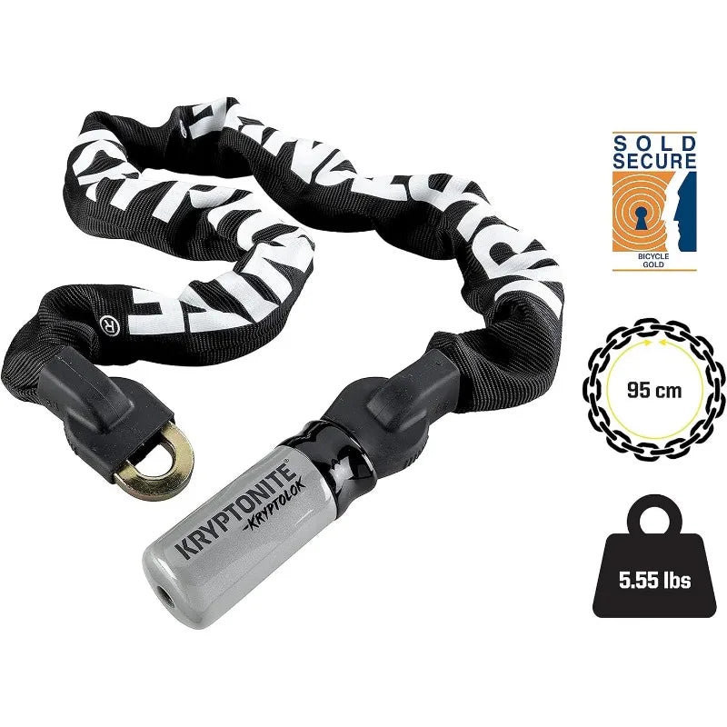 Bike Chain Lock,3 Feet Long Heavy Duty Anti-Theft Sold Secure Gold Bicycle Chain Lock with Keys for Bike