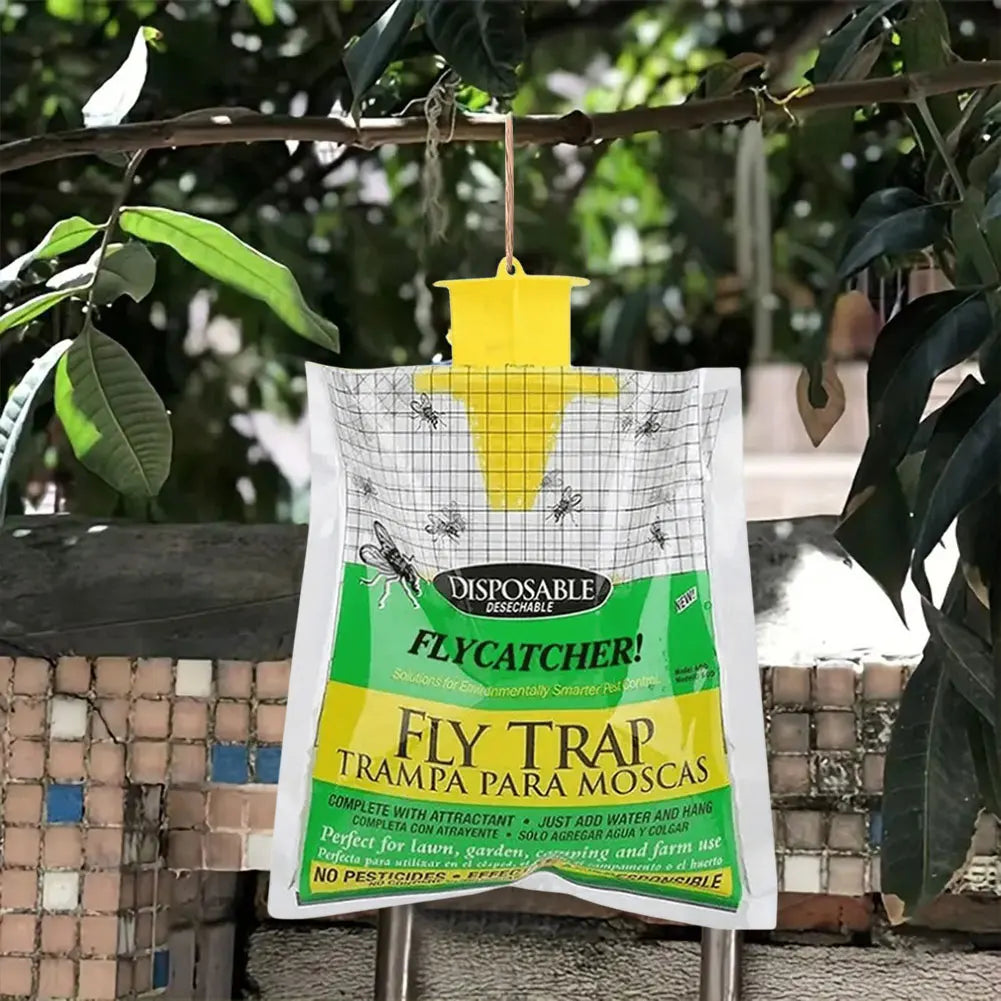 Hanging Flies Trap with Fly Bait Disposable Fly Trap Catcher Bag Non-Toxic Fly Wasp Insect Bug Killer for Outdoor Garden Farm