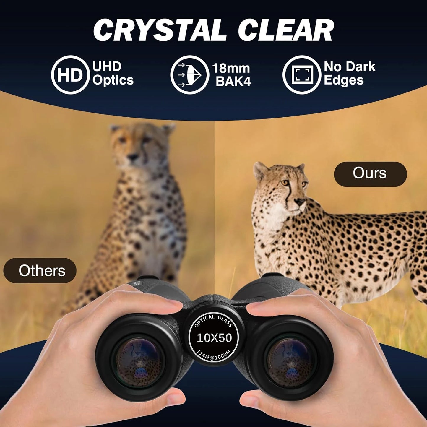 Portable 10x50 Telescope Professional Binoculars Long Range BAK4 Prism Waterproof Outdoor Bird watching Camping Traveling hunt