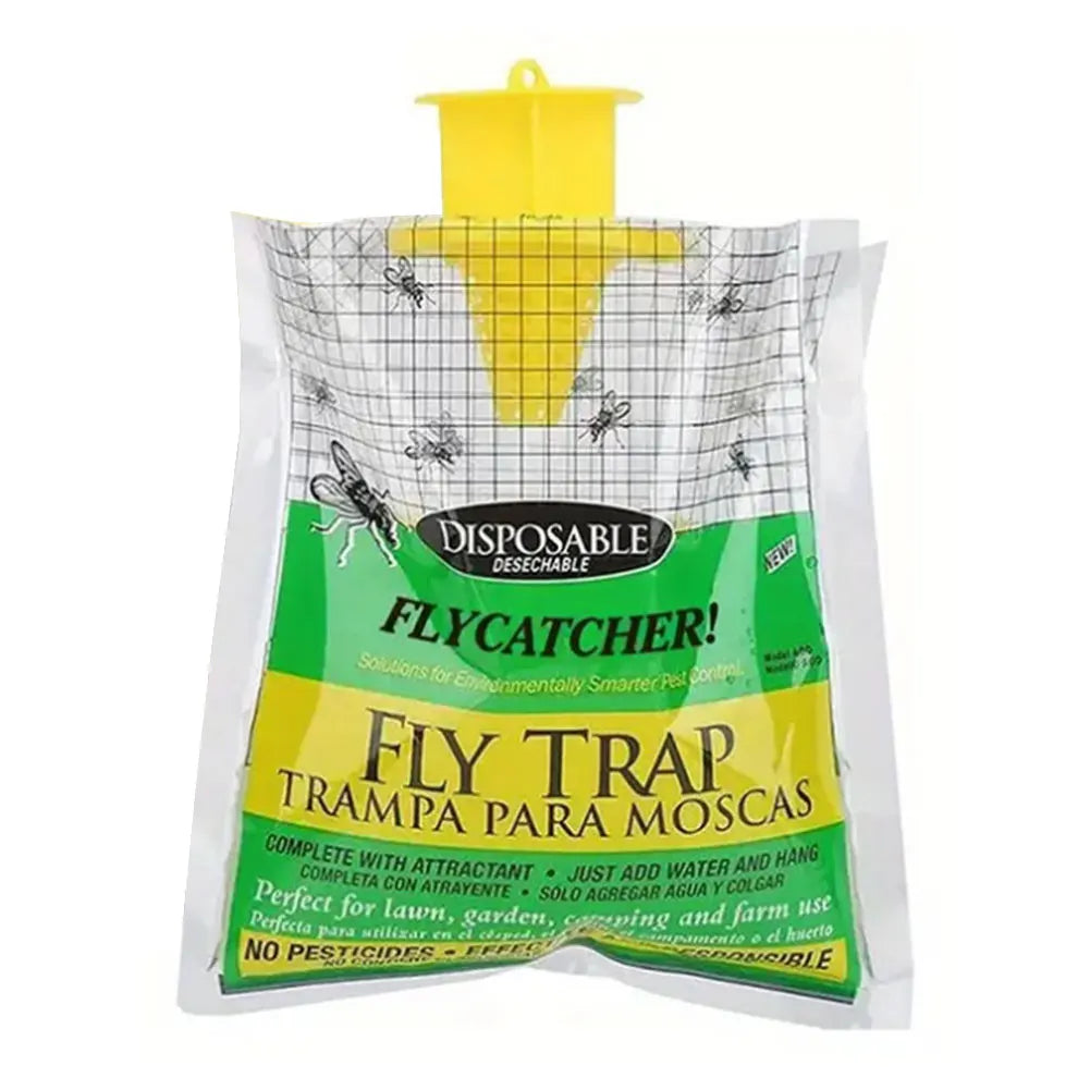 Hanging Flies Trap with Fly Bait Disposable Fly Trap Catcher Bag Non-Toxic Fly Wasp Insect Bug Killer for Outdoor Garden Farm