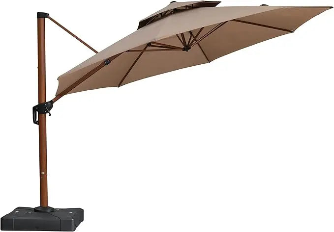 13ft Patio Umbrella - Large Round Cream Outdoor Umbrella with Windproof Cantilever Design for Garden, Deck, Pool & Patio