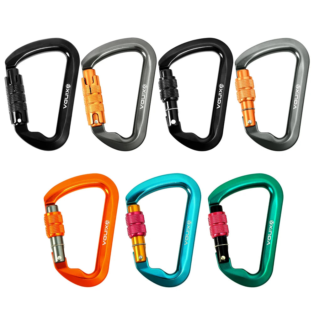 Climbing Carabiner Heavy Duty D-Shaped Carabiners Mountain Caribiniers for Rock Climbing Rappelling and Mountaineering