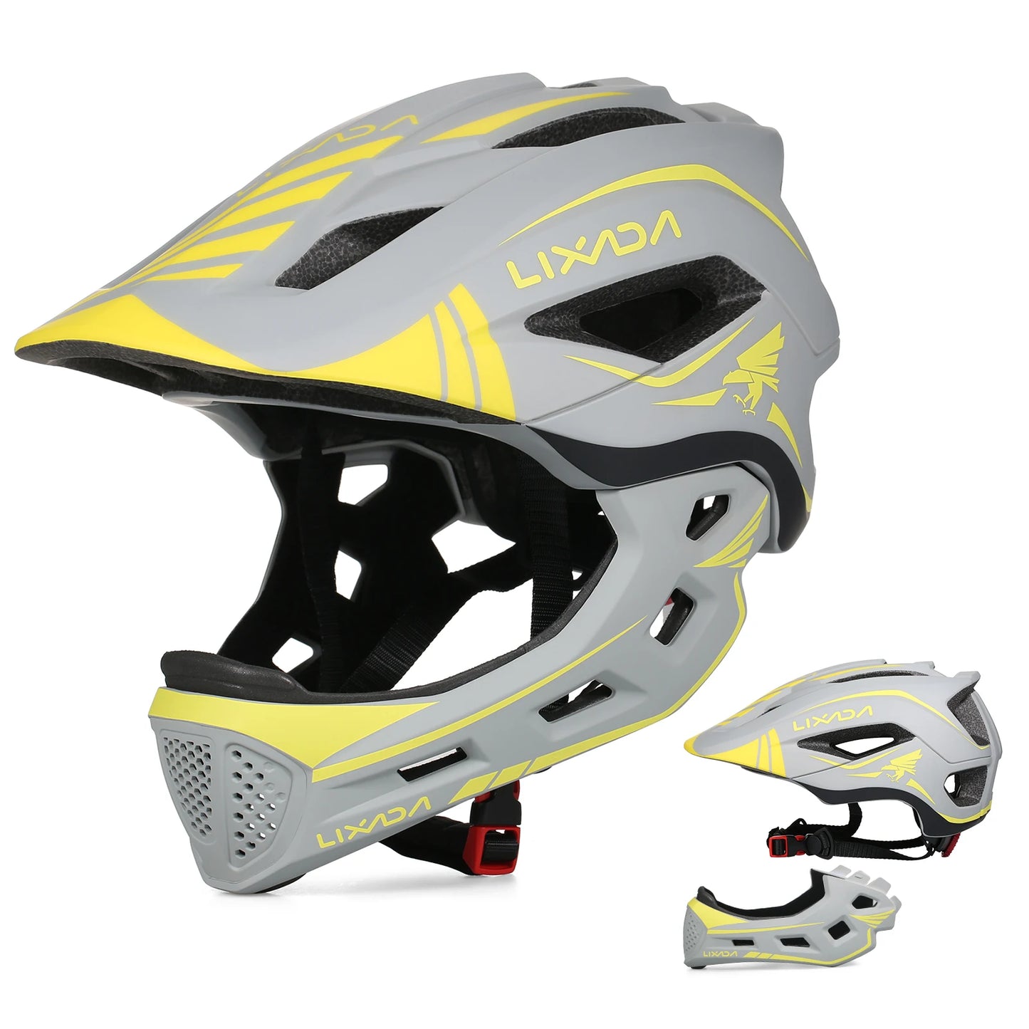 Kids Detachable Full Face Helmet Children Sports Safety Bike Helmet Protective Gear for Cycle Skateboarding Roller Skatin