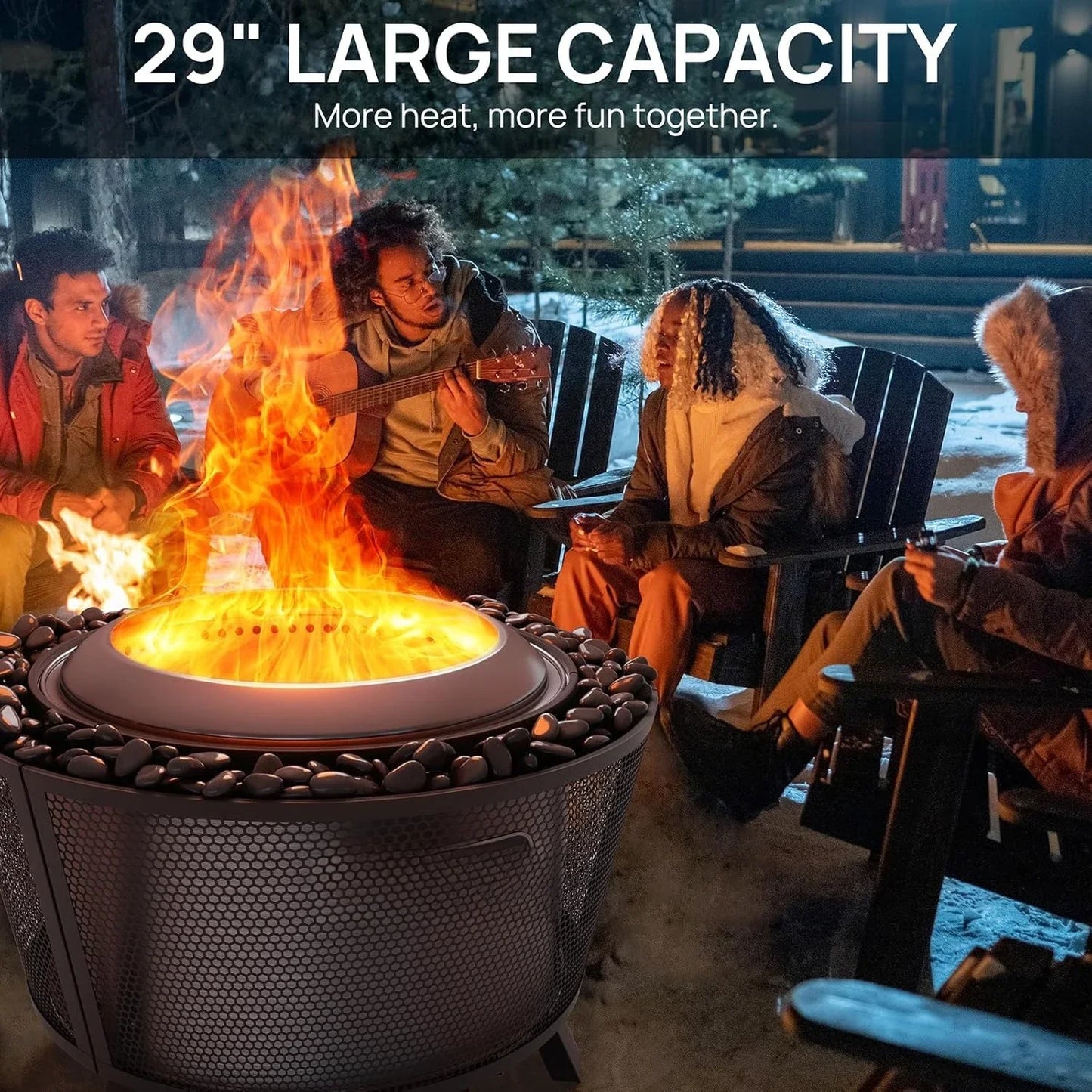 29 Inch Smokeless Fire Pit for Outdoor Wood Burning, Stainless Steel Camping Stove with Stand, Removable Ash Pan