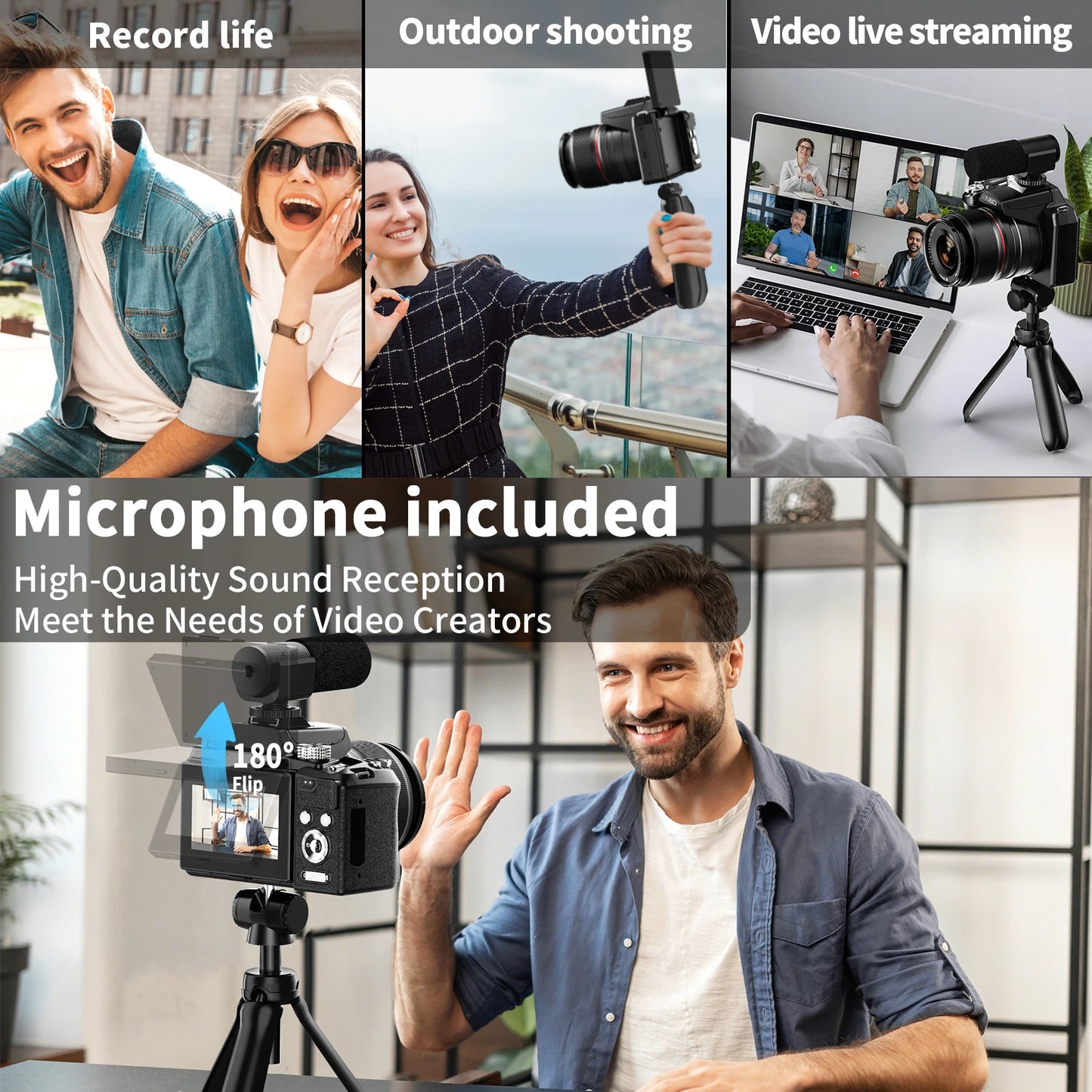 Digital Cameras For Photography, 16X Optical Zoom Camera With WiFi & App Control, Vlogging Camera With Auto Focus
