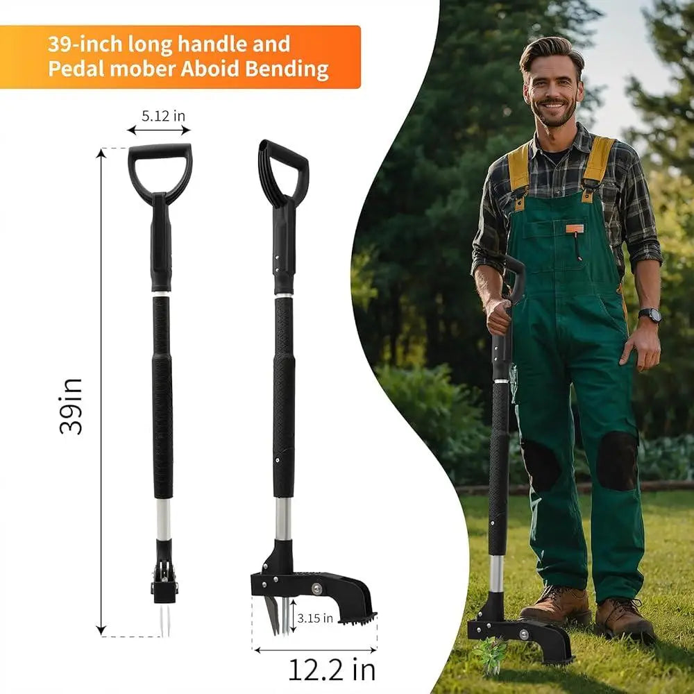Ergonomic Stand-Up Weeder Tool with 4 Stainless Steel Claws Effective Weed Removal in Lawn and Garden