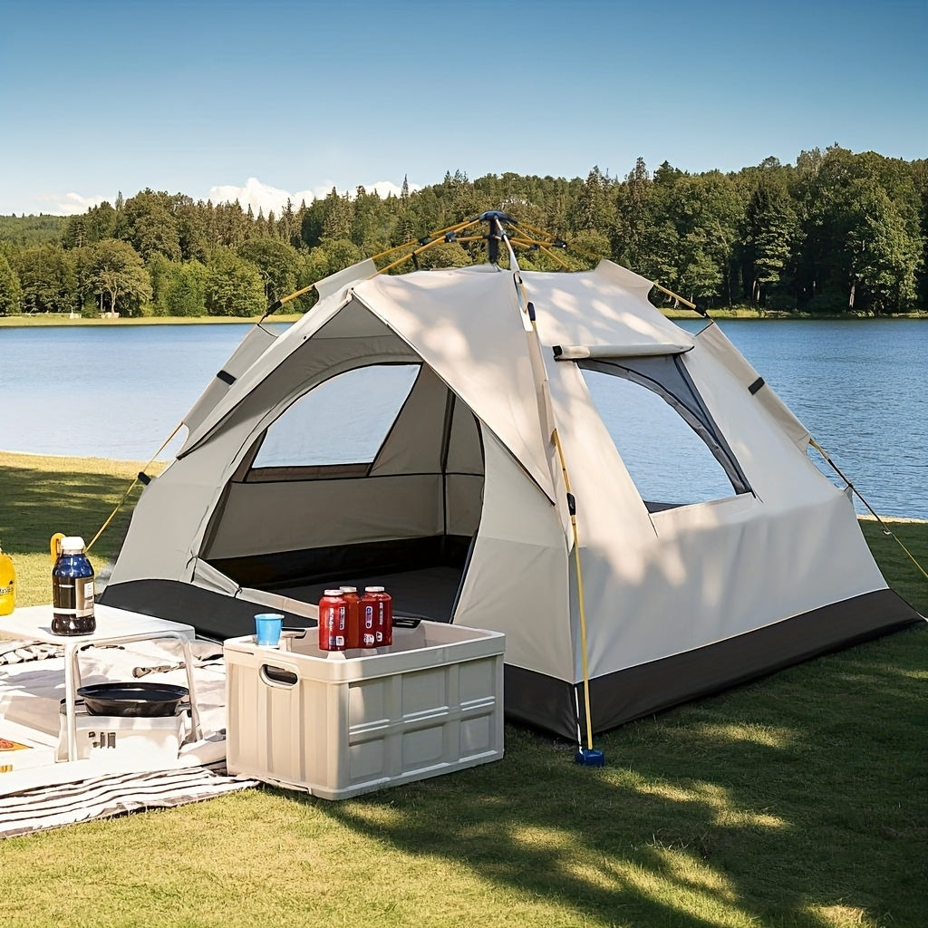 Automatic Quick-Open Beach Outdoor Tent, Multifunctional Portable Sunproof and Waterproof, Essential for Hiking, Camping, Picnics, All-Season Square Camp Tent, Suitable for Independence Day Music Festivals and Outdoor Activit