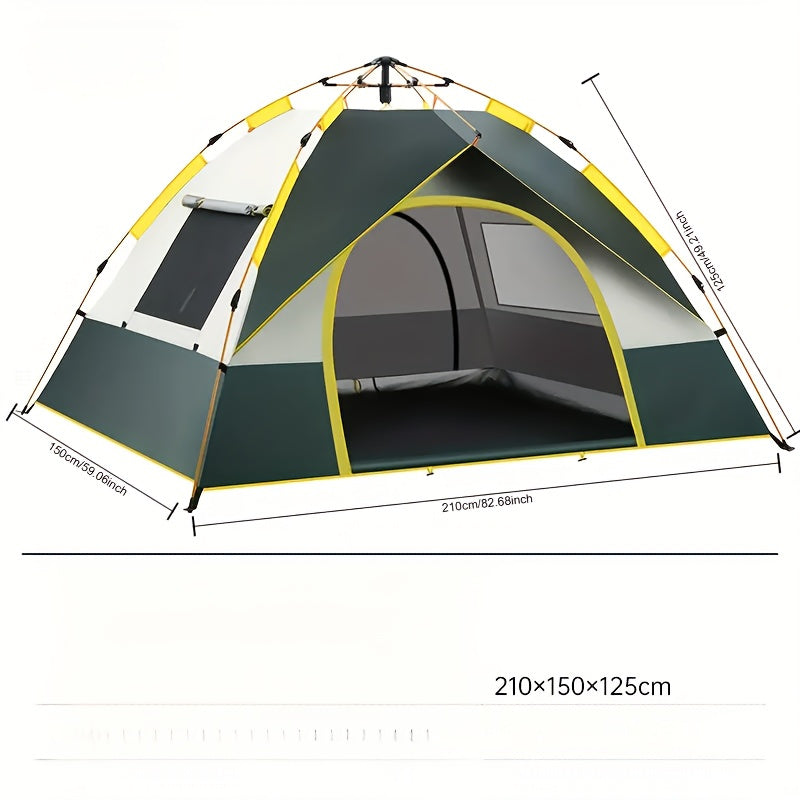 Quick Open Automatic Tent, Waterproof& Mosquito Proof, Zipper Closure, Suitable 6 People- Camping, Beach, Park