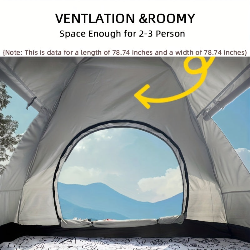 4-Person -Weather Automatic -Up Camping Tent - Heavy-Duty Portable Outdoor Tent Suitable for 4 People, Windproof & Sunproof, Setup/Dismantle, Spacious Oval, - Use for, RV, Backyard (Grey)