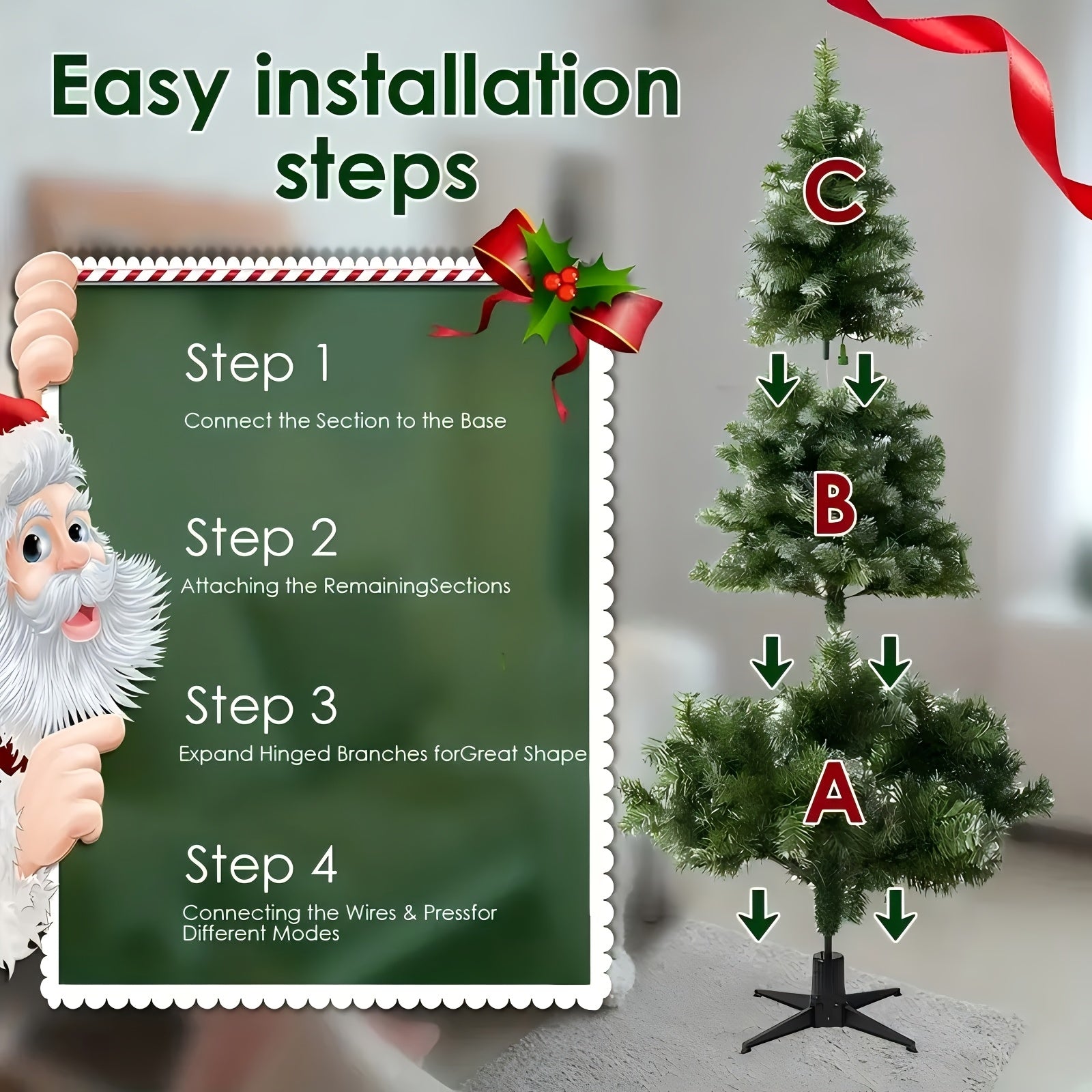 1pc 6.2' RGB LED Rotating Christmas Tree - 360° View, Festive Plastic Nativity-Themed, 110V US Plug, Stake Mount, No Feathers, Holiday Decor for Home & Celebrations