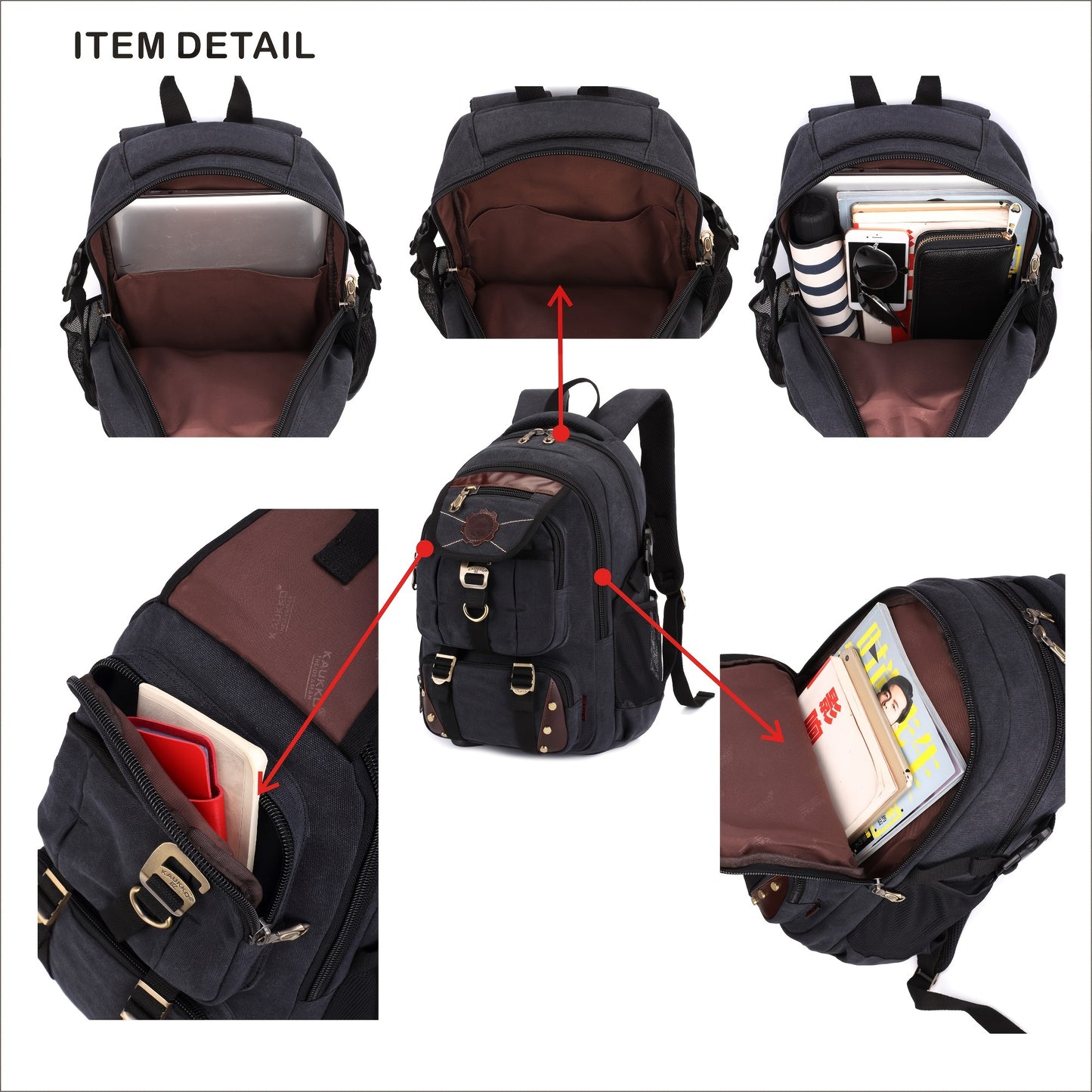 Men Canvas Backpack Rucksack Bag Camping Travel School Satchel Outdoor