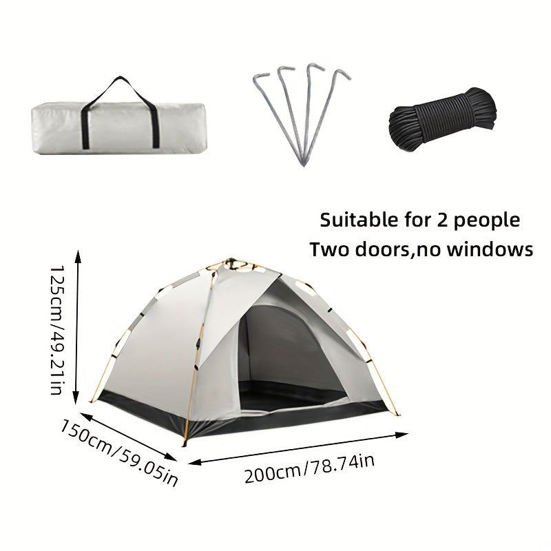 4-Person -Weather Automatic -Up Camping Tent - Heavy-Duty Portable Outdoor Tent Suitable for 4 People, Windproof & Sunproof, Setup/Dismantle, Spacious Oval, - Use for, RV, Backyard (Grey)