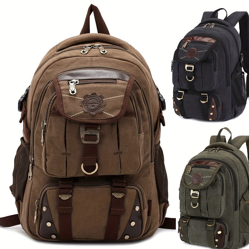 Men Canvas Backpack Rucksack Bag Camping Travel School Satchel Outdoor