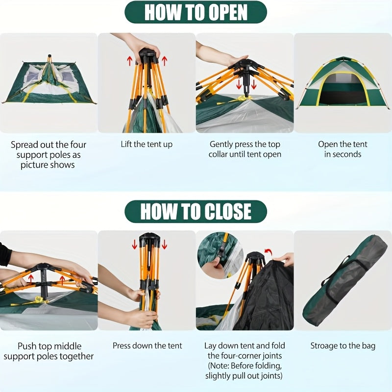 Portable Tents for Outdoor Camping That Are Easy to Set Up, Featuring Double Doors And Windows for Ventilation. They Are, Wind-Resistant, And Lightweight, Accommodating 2-4 Or 4-6 Individuals, Ideal for Camping, Hiking, And H