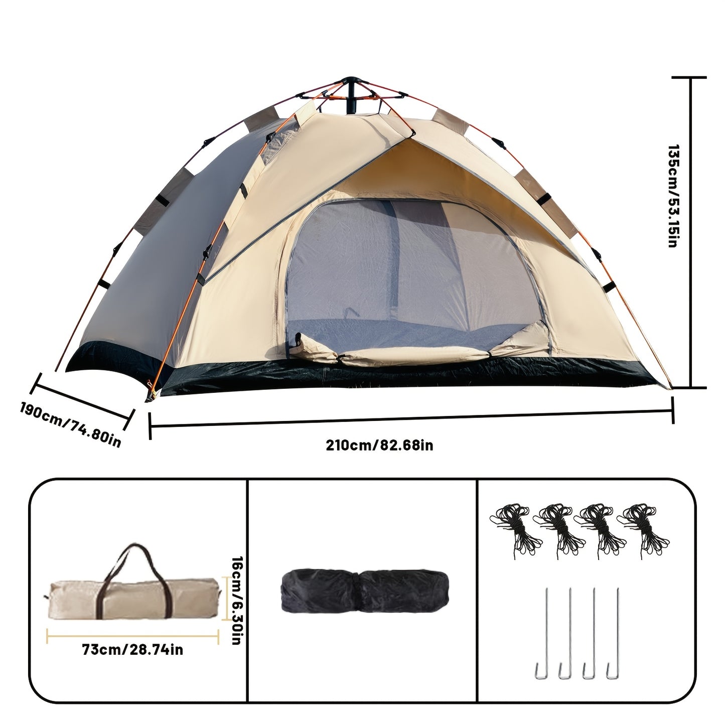 Automatic Instant Setup Camping Tent - 1-3/3-4 Person All-Season Tent with Dual Doors & Mesh Windows, Windproof Lightweight Tent for Camping, Travel, Campers Accessories, Camping Tent, Hiking Gear, Durable Construction, Adven