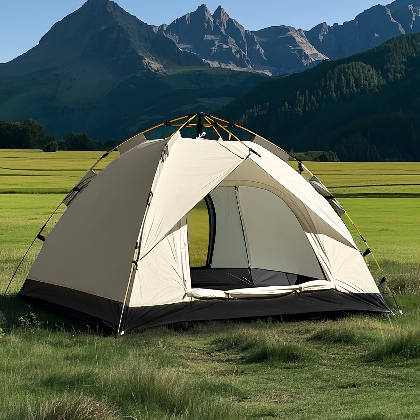 Automatic Quick-Open Beach Outdoor Tent, Multifunctional Portable Sunproof and Waterproof, Essential for Hiking, Camping, Picnics, All-Season Square Camp Tent, Suitable for Independence Day Music Festivals and Outdoor Activit