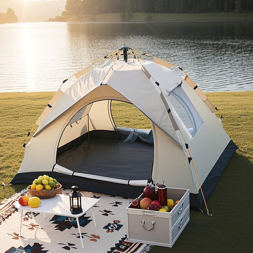 Automatic Quick-Open Beach Outdoor Tent, Multifunctional Portable Sunproof and Waterproof, Essential for Hiking, Camping, Picnics, All-Season Square Camp Tent, Suitable for Independence Day Music Festivals and Outdoor Activit