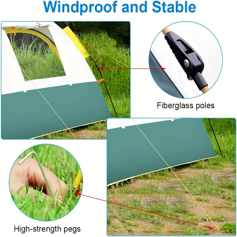 Portable Tents for Outdoor Camping That Are Easy to Set Up, Featuring Double Doors And Windows for Ventilation. They Are, Wind-Resistant, And Lightweight, Accommodating 2-4 Or 4-6 Individuals, Ideal for Camping, Hiking, And H