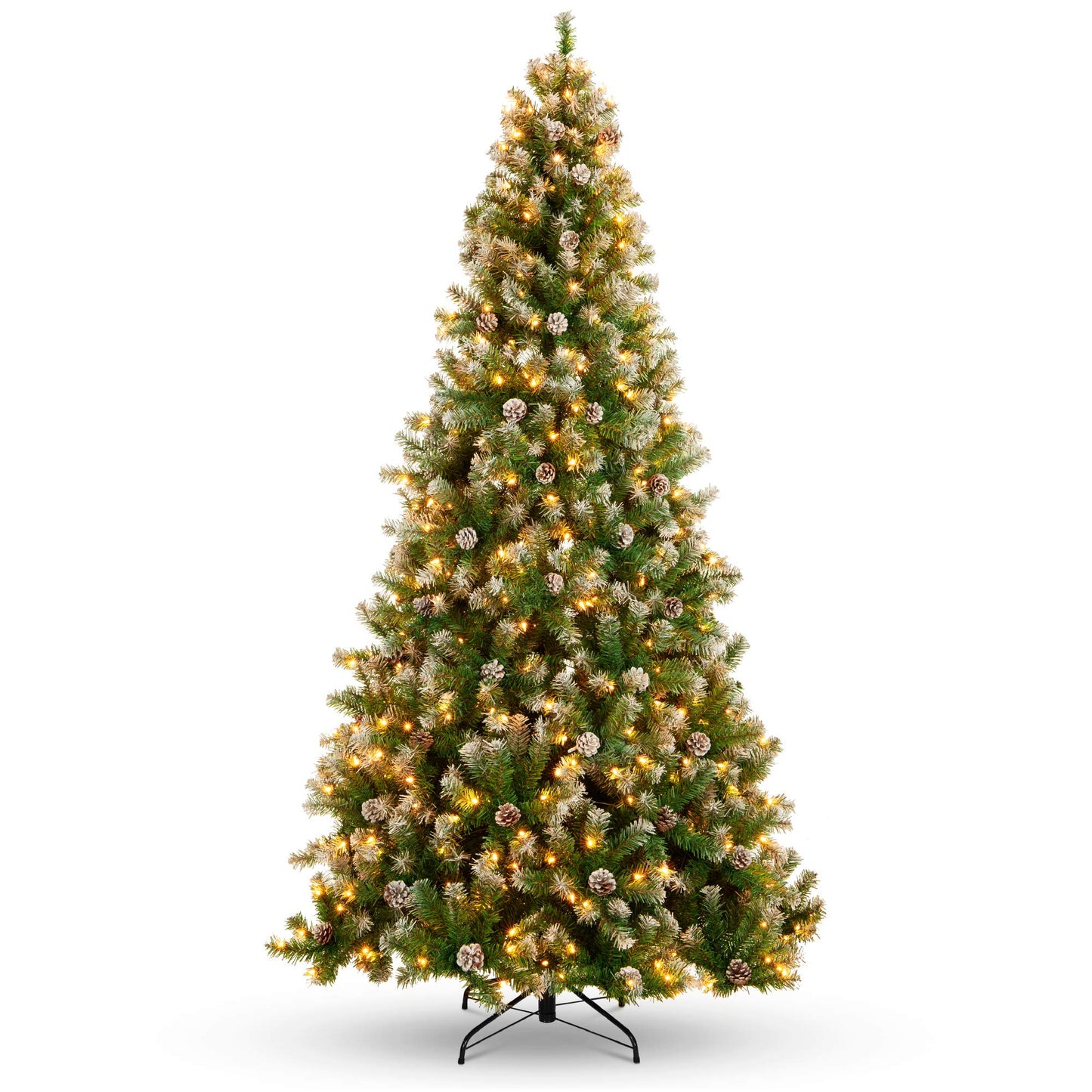 Best Choice Products 6ft Pre-Lit Pre-Decorated Pine Artificial Christmas Tree w/ 1,000 Tips, 59 Pinecones, 250 Lights, Base - Green