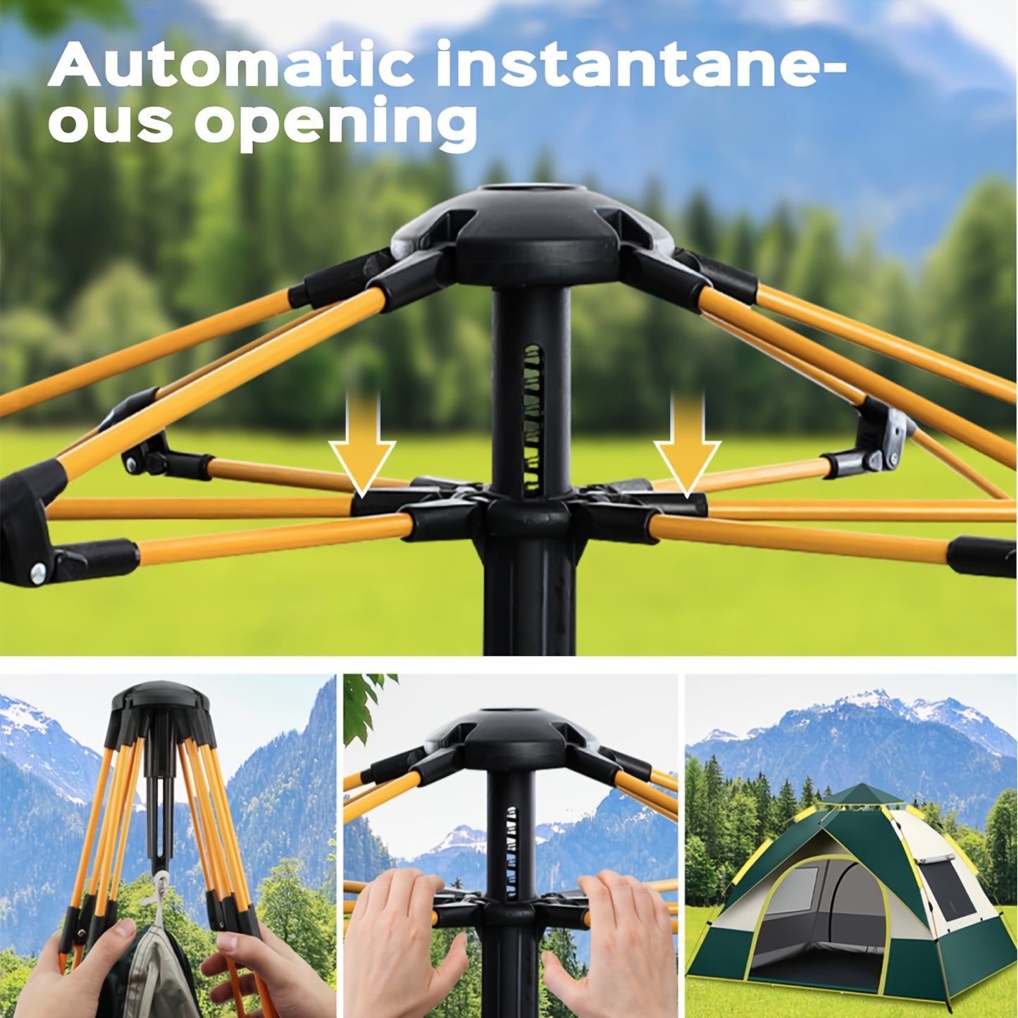Portable Tents for Outdoor Camping That Are Easy to Set Up, Featuring Double Doors And Windows for Ventilation. They Are, Wind-Resistant, And Lightweight, Accommodating 2-4 Or 4-6 Individuals, Ideal for Camping, Hiking, And H