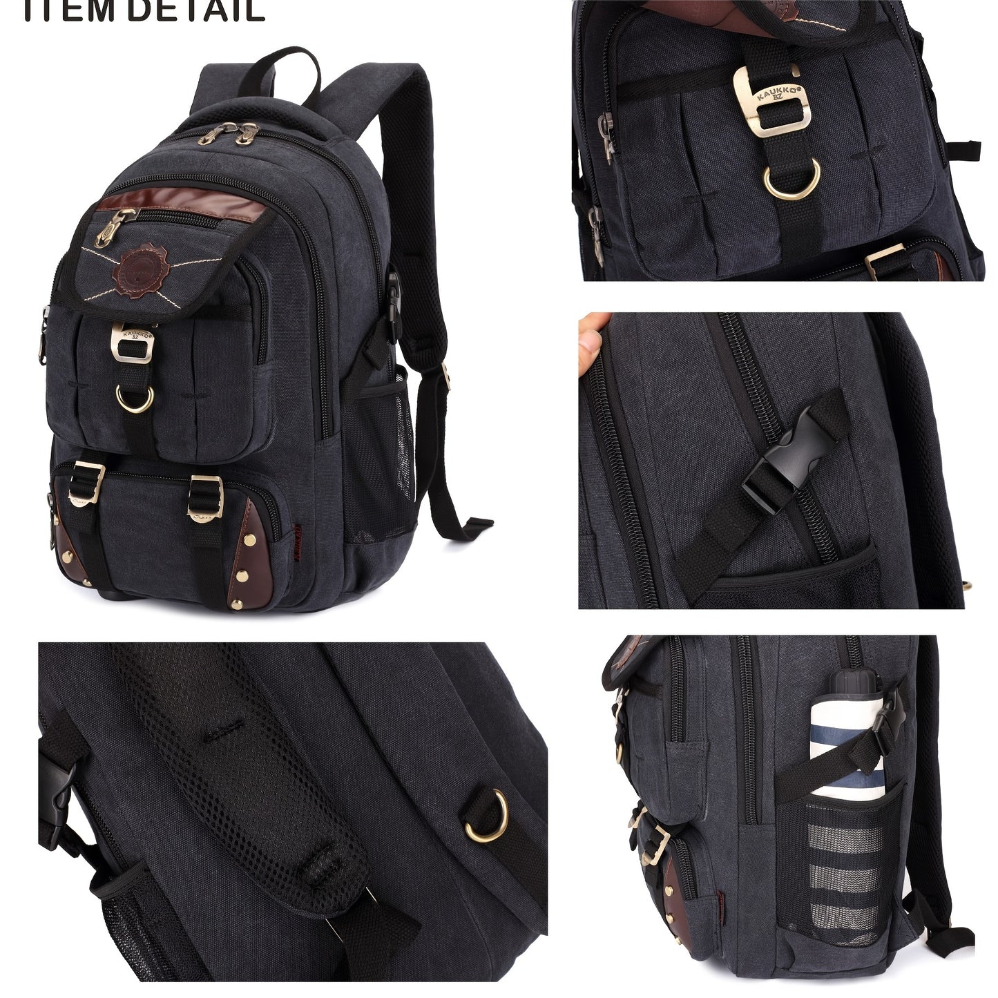 Men Canvas Backpack Rucksack Bag Camping Travel School Satchel Outdoor