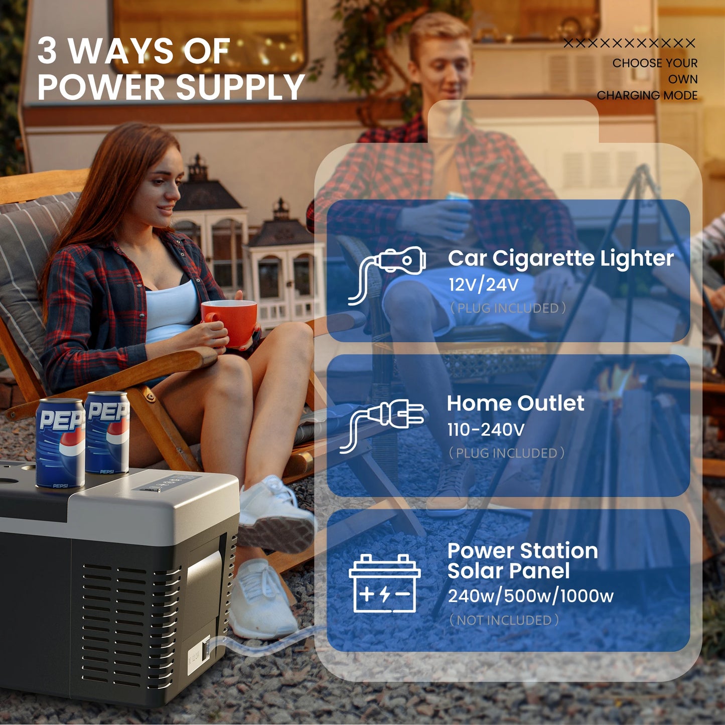 12 Volt Refrigerator, 18QT(17L) Portable Car Refrigerator,-4℉~50℉, 12/24V DC & 110-240V AC,Electric Cooler,Black
