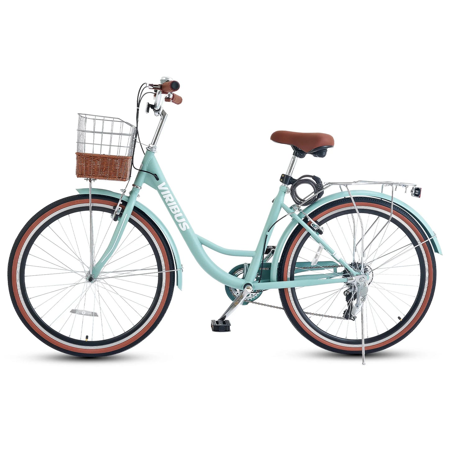 7-Speed Beach Cruiser Bike 24''/26" City Bicycle w Basket for Women