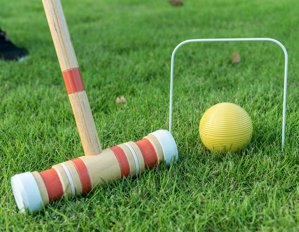 Six-Player Croquet Set with Wooden Mallets, Colored Balls, Sturdy Carrying Bag for Adults &Kids, Perfect for Lawn,Backyard,Park