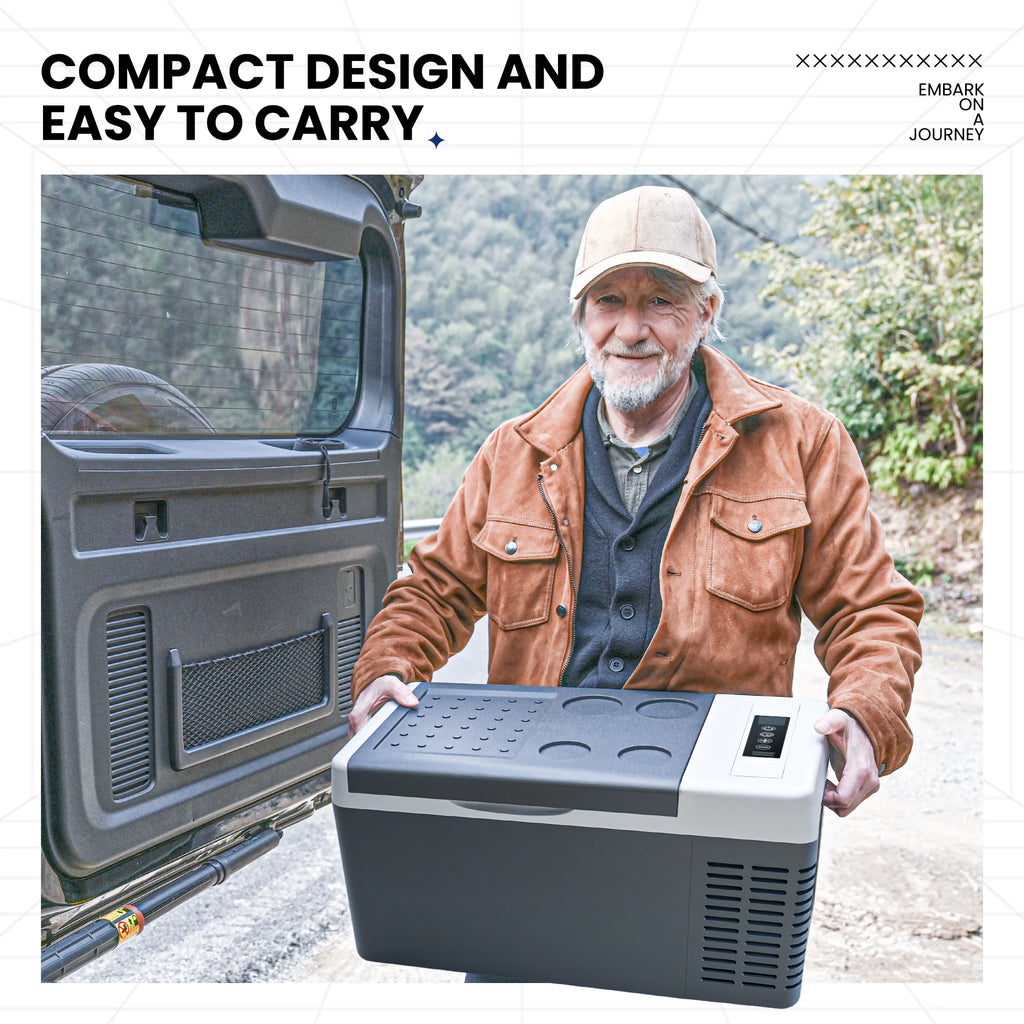 12 Volt Refrigerator, 18QT(17L) Portable Car Refrigerator,-4℉~50℉, 12/24V DC & 110-240V AC,Electric Cooler,Black