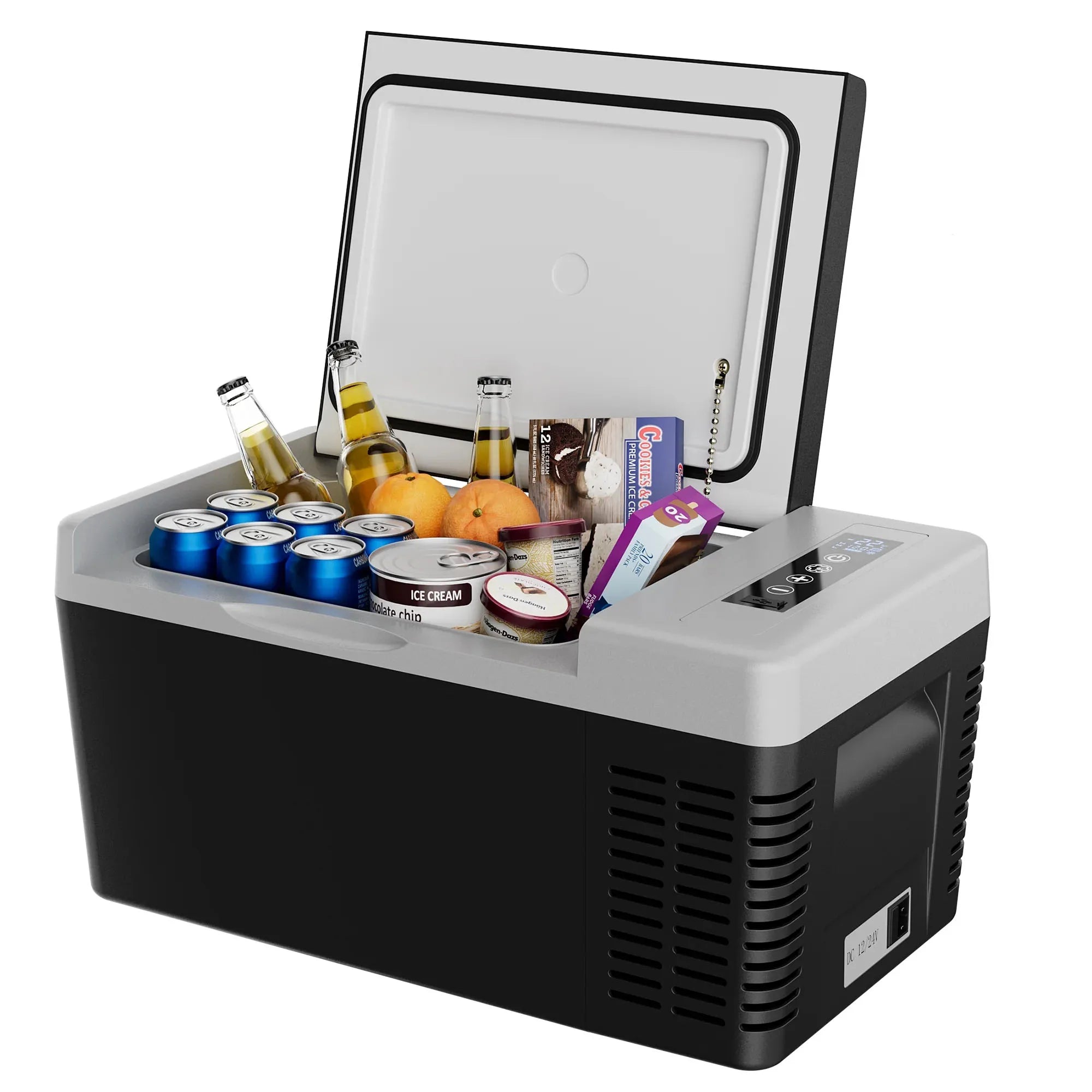 12 Volt Refrigerator, 18QT(17L) Portable Car Refrigerator,-4℉~50℉, 12/24V DC & 110-240V AC,Electric Cooler,Black