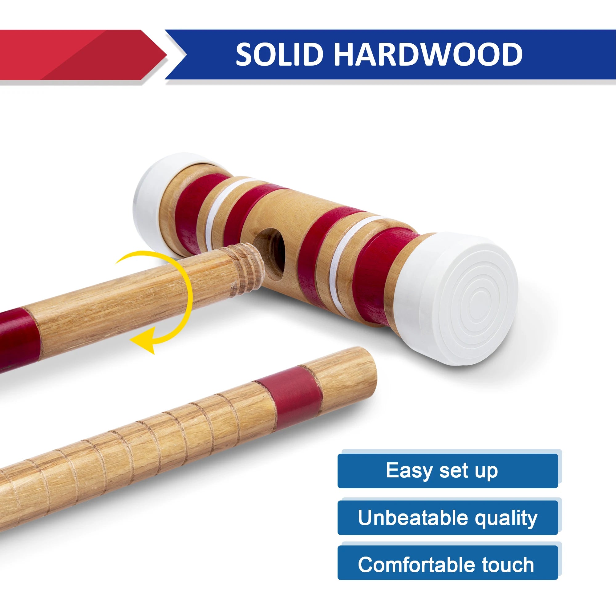 Six-Player Croquet Set with Wooden Mallets, Colored Balls, Sturdy Carrying Bag for Adults &Kids, Perfect for Lawn,Backyard,Park