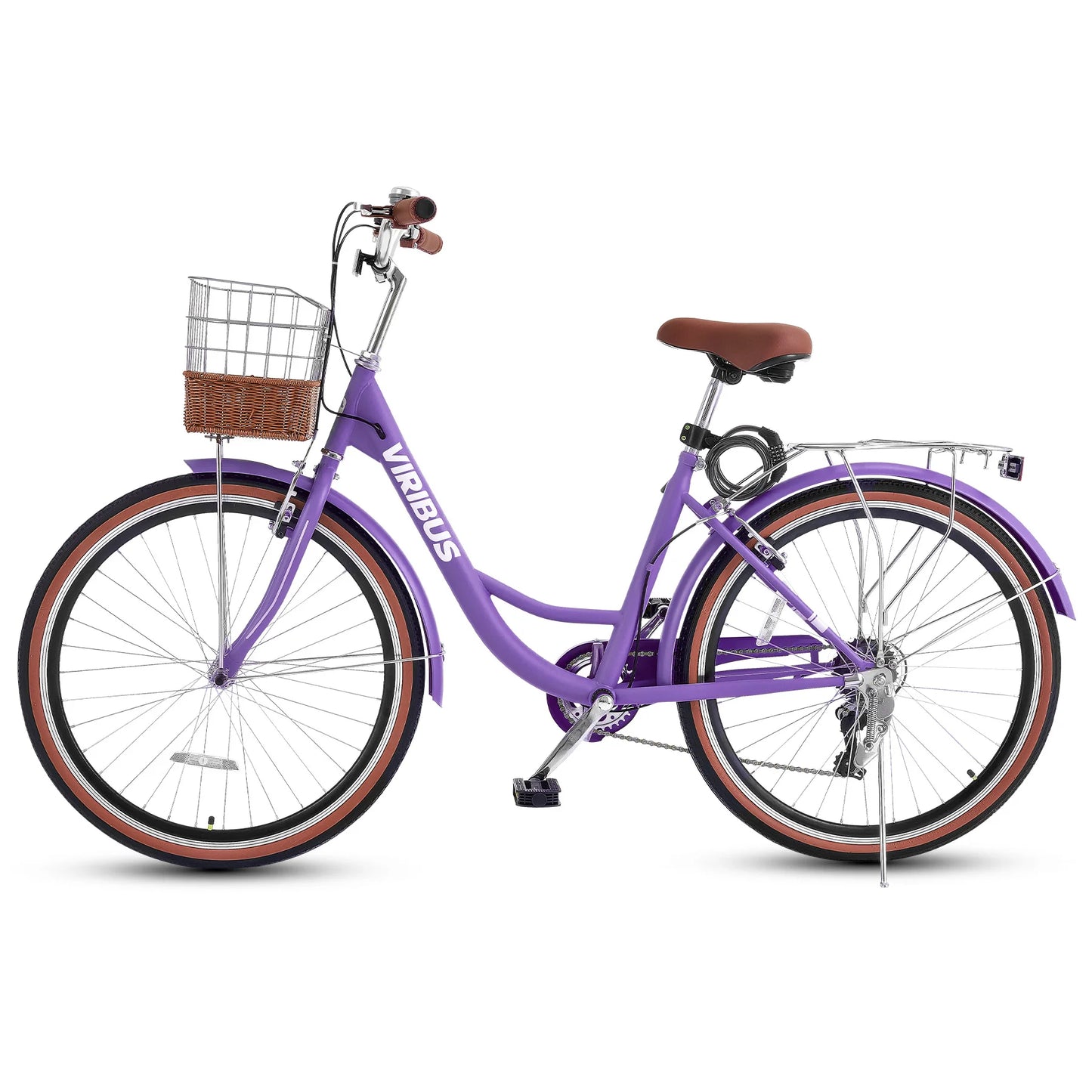 7-Speed Beach Cruiser Bike 24''/26" City Bicycle w Basket for Women