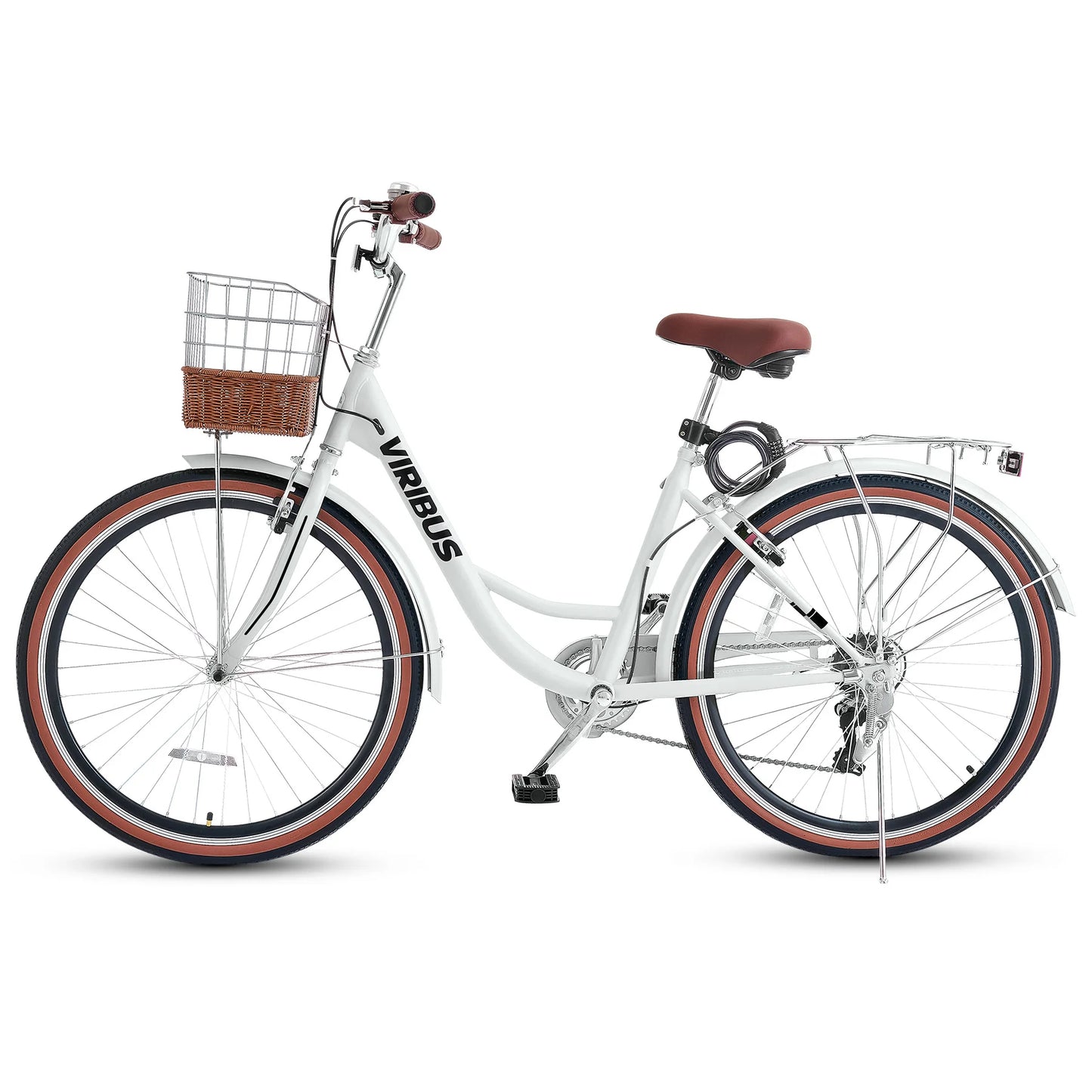 7-Speed Beach Cruiser Bike 24''/26" City Bicycle w Basket for Women