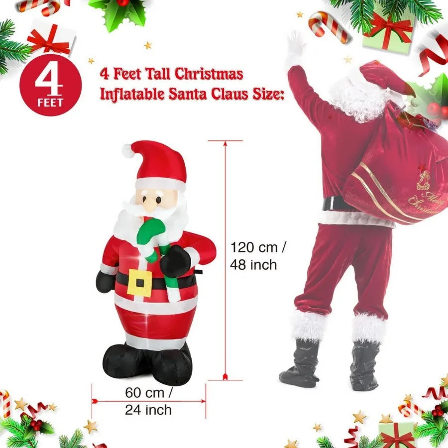 Christmas Inflatable Snowman Nutcracker Santa Claus Lighted Blow Up Christmas Yard Decoration with Built in Fan and Anchor Rope