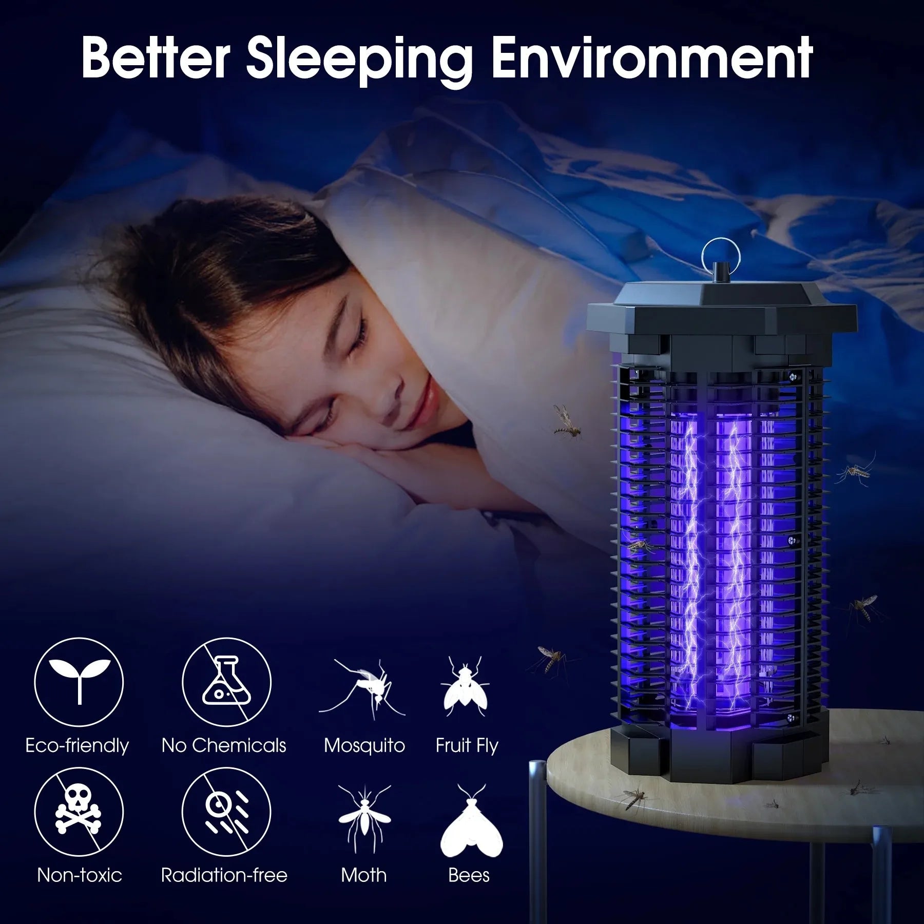 4000V Waterproof Electric Mosquito Zappers Bug Killer,Insect Fly Trap for Home Backyard Patio 2500sq.ft Low Light intensity 7.1"