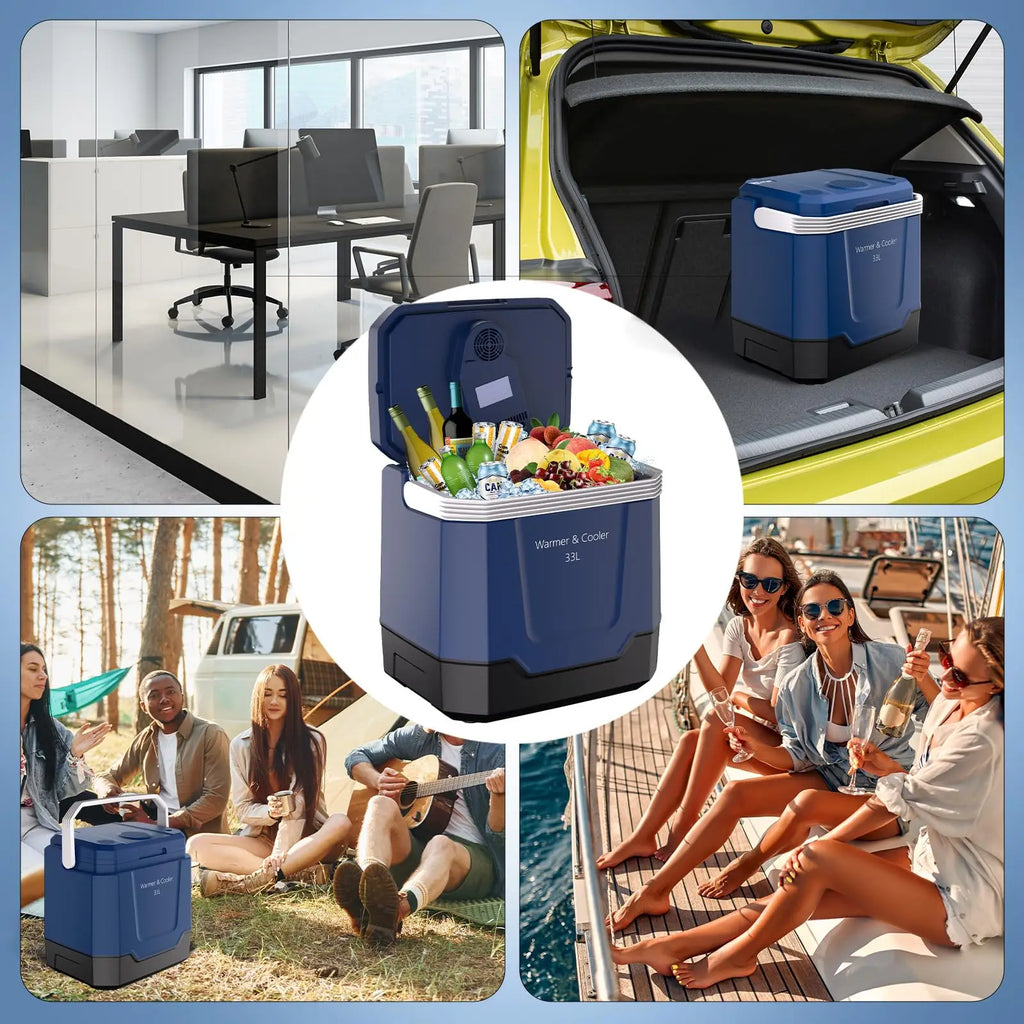 35 Quart (33 L) Electric Cooler Warmer Portable Car Refrigerator With Automatic Locking Handle 12V Car Cooler for Vehicle Trucks