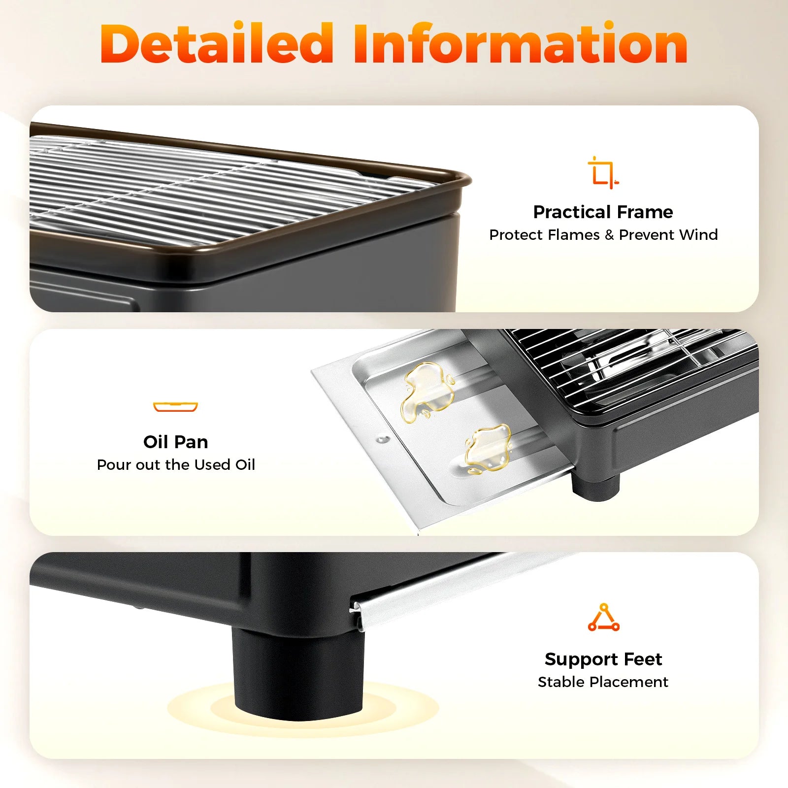 Portable Butane Gas Grill Stove Dual Inlets Adjustable Firepower with Carrying Case Grill Net for Camping Outdoor Use
