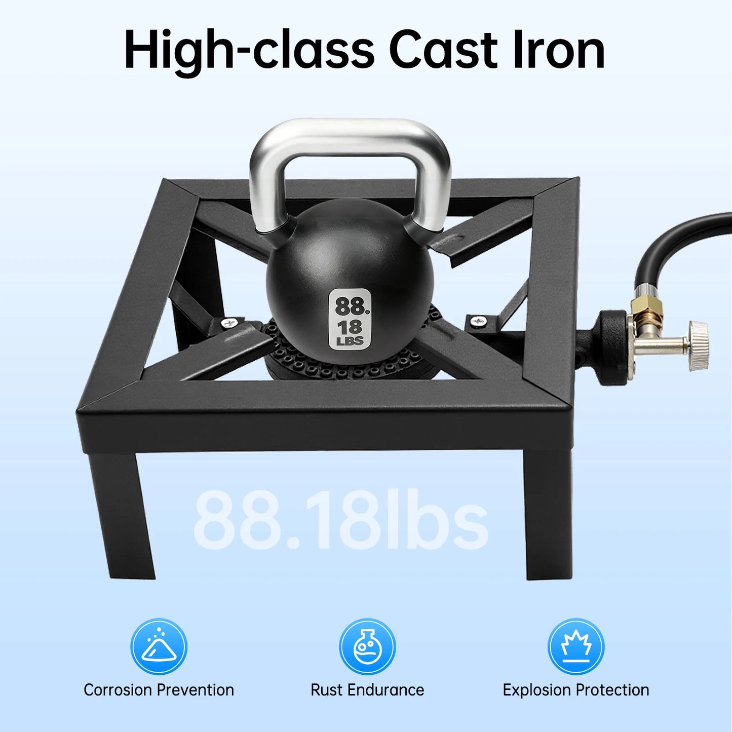 Portable Single Burner Outdoor Gas Stove Propane Cooker with Adjustable 0-10Psi Regulator Hose for Patio Camping, BBQ