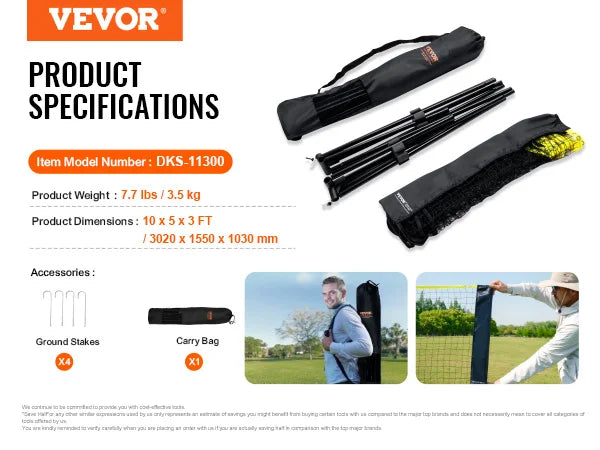 10-17FT Badminton Net Height Adjustable Volleyball Net Wide Foldable Pickleball Net Portable Easy Setup Tennis Net Set