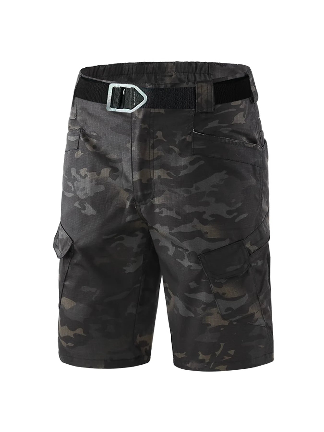 Elastic Waist Military Blue Short Pants Big Pocket Men's Black Summer Casual Drawstring Sweat Shorts