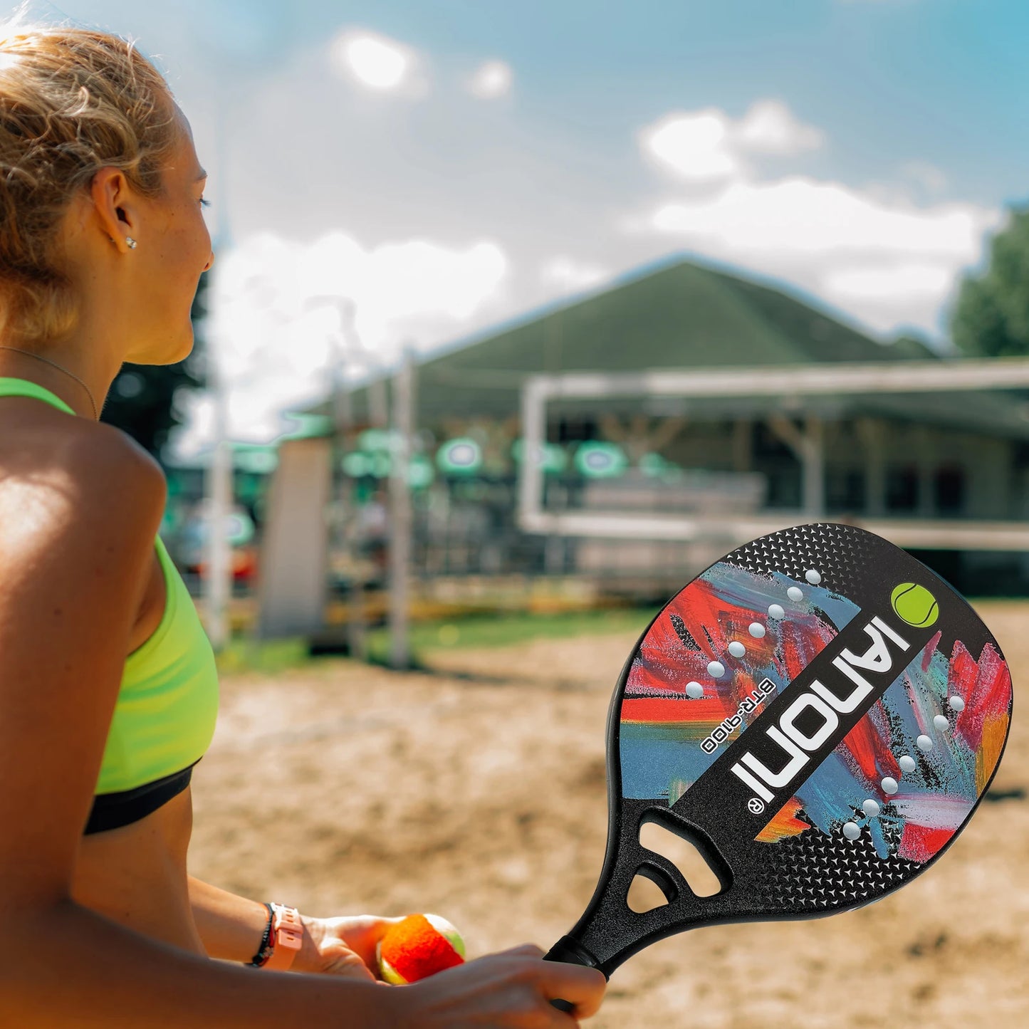 Tennis Racket,Carbon Fiber Grit Face with EVA Memory Foam Core Beach Tennis Racket