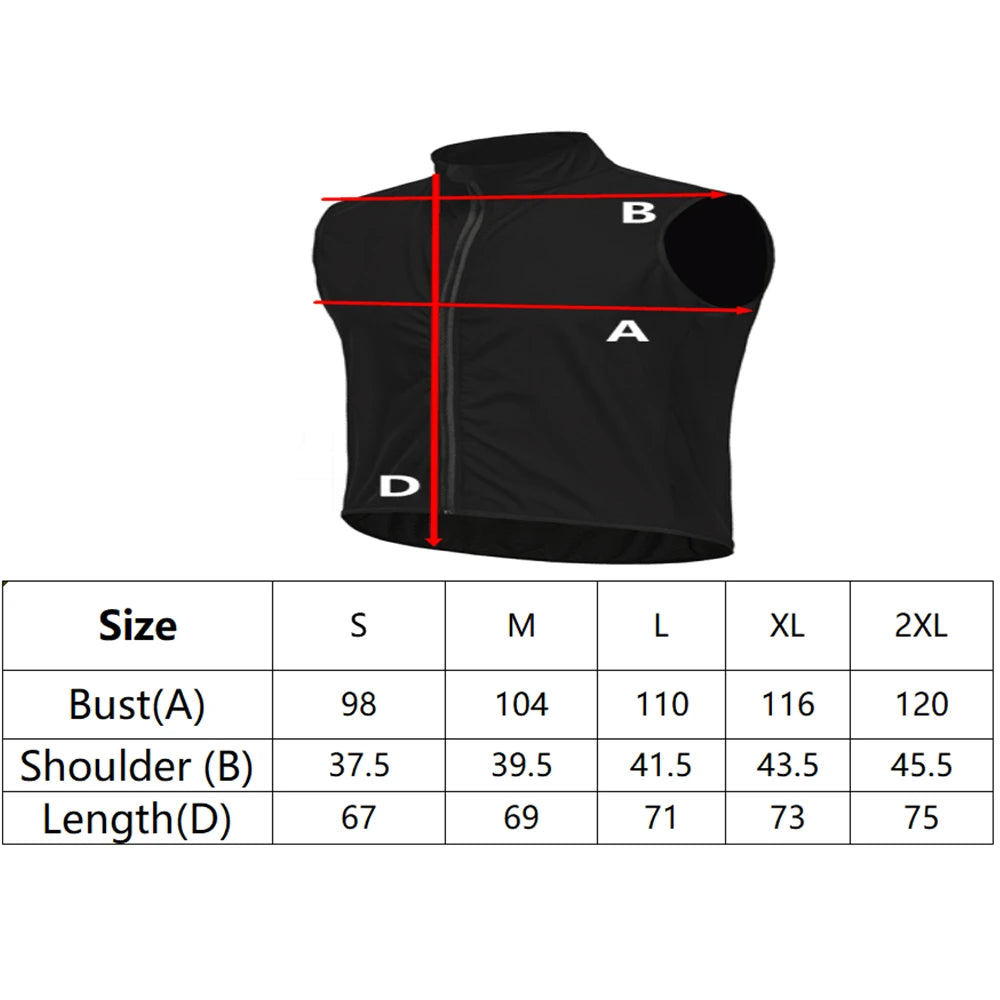 Men Jerseys Windproof Waterproof Lightweight Cycling Sleeveless Jacket Mtb Bike Uniform Bicycle Jersey Clothing Vest