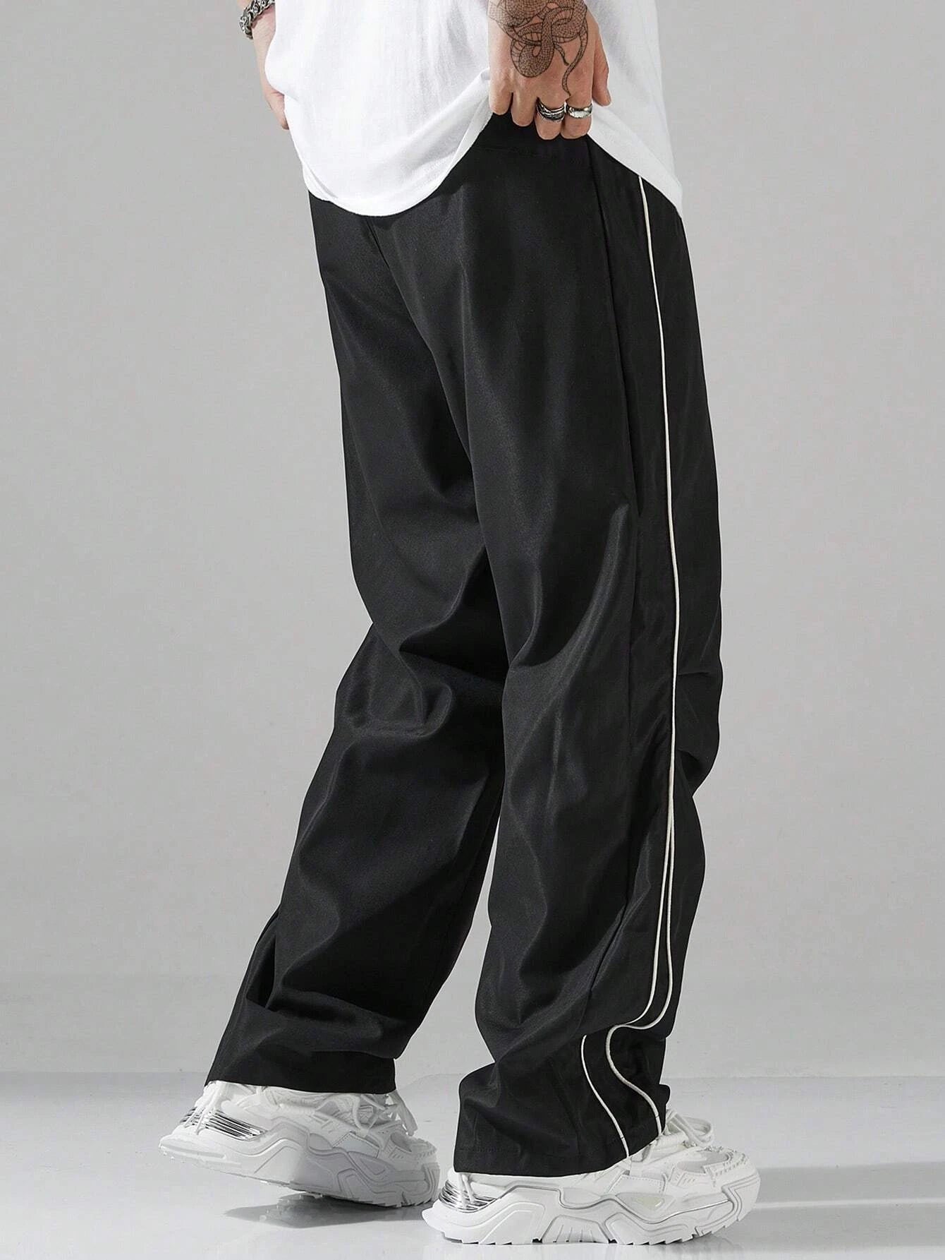 Men's Striped Three - Color Casual Pants with Pockets, Suitable for Sports, Fitness and Jogging