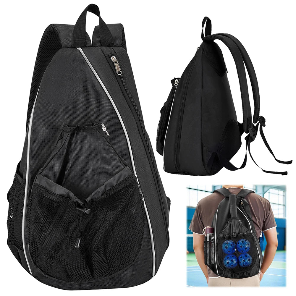 Adjustable Racket Bag with Hanging Hook Pickleball Paddle Bag Wear Resist Breathable Sports Backpack Gifts for Pickleball Lovers