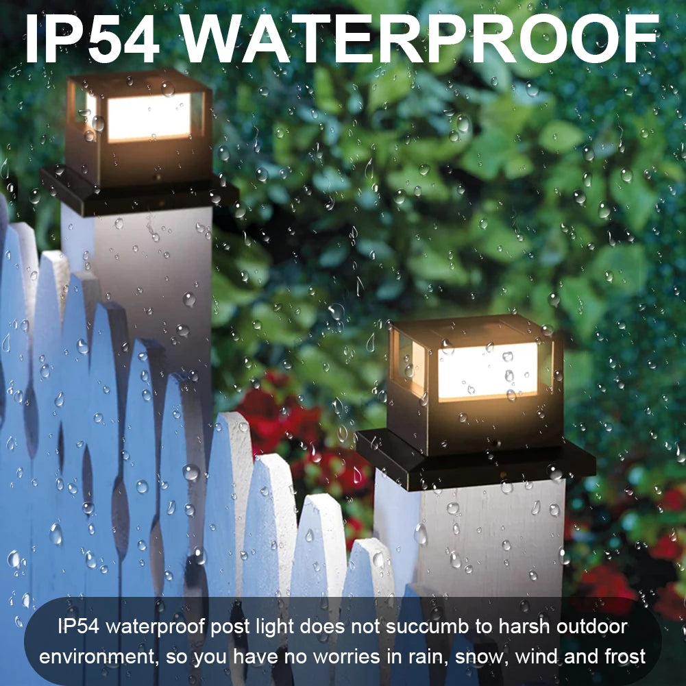 LED Solar Column Light Post Deck Lamp Outdoor Waterproof Villa Garden Decor