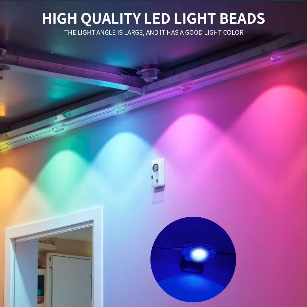 100FT 60LEDs Smart RGB Eaves LED Lights String Scene Modes Music Sync Timer IP67 Waterproof Home Christmas Halloween Decor Alexa