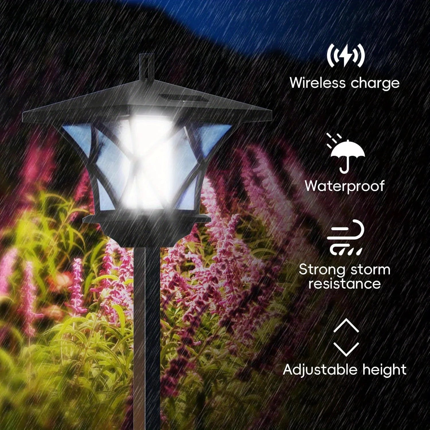 Solar Light Pole Waterproof Solar Lamp Post Vintage Street Lights Solar Post Lights Outdoor for Patio, Garden