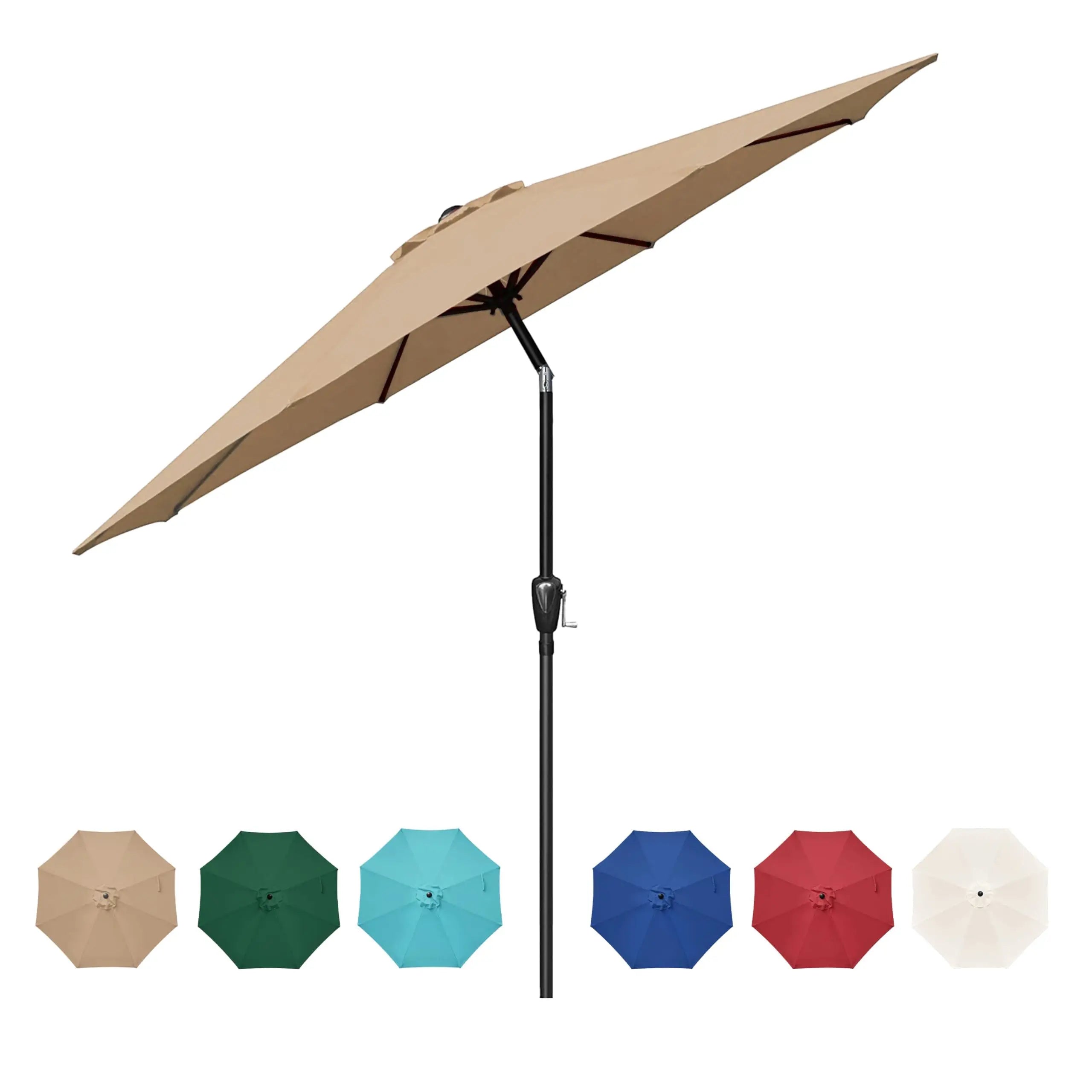 9' Outdoor Patio Umbrella, Market Table Umbrella with 8 Sturdy Ribs, Push Button Tilt and Crank for Garden, Yard, Pool